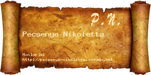 Pecsenye Nikoletta névjegykártya